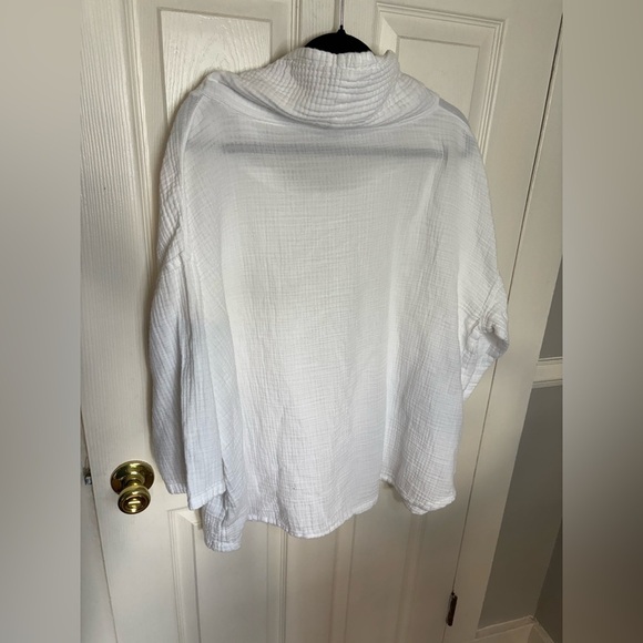 Pure Jill White Textured Cotton Pullover – Size 3X – Beachy Funnel Neck Tunic - Picture 10 of 12